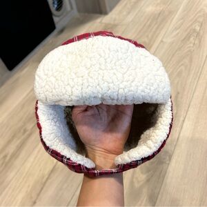 Carter's Red and White Plaid Kids Ear Ear Muff Beanie